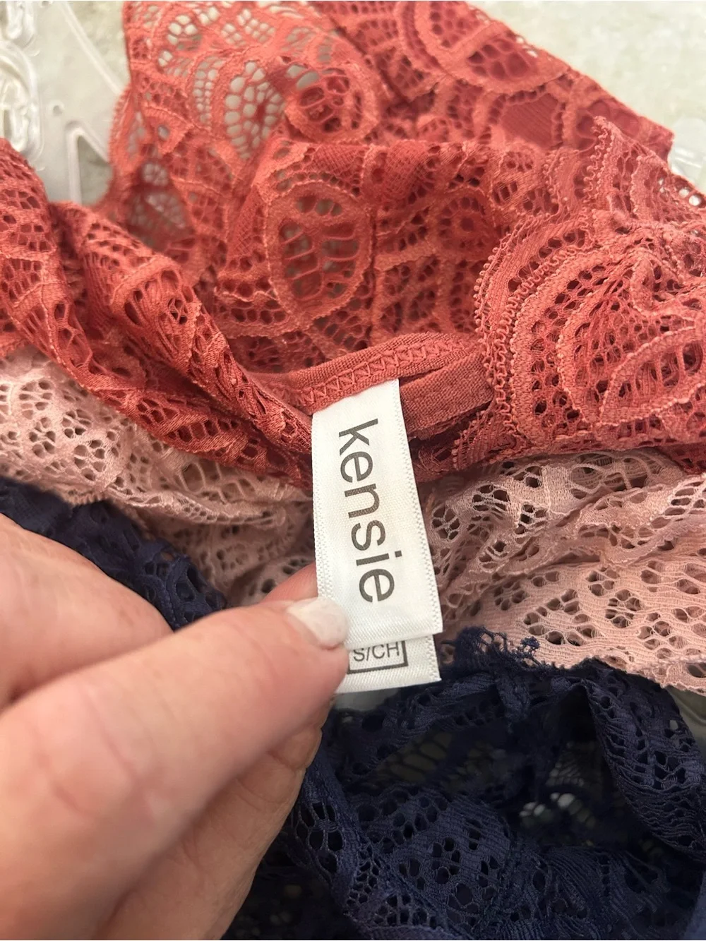 Kensie Lace Bikini Briefs Trio - Navy, Blush, Rose